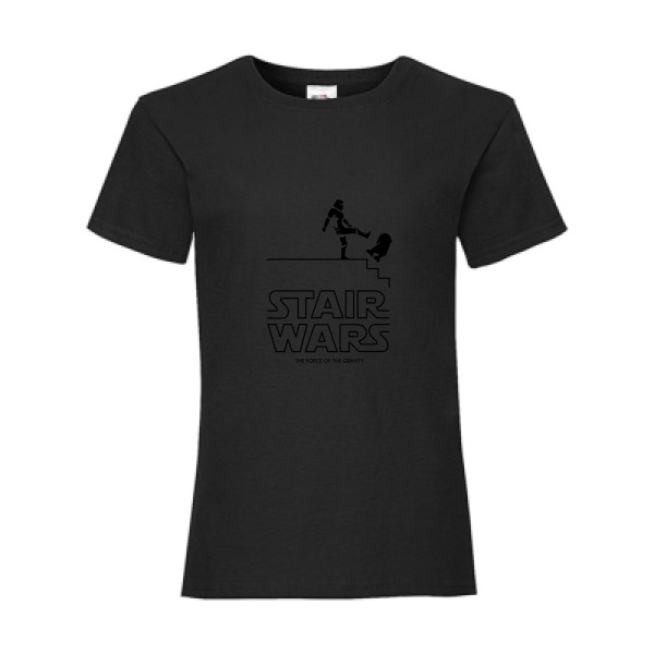 STAIR WARS -T-shirt enfant humour Enfant -Fruit of the loom - Girls Value Weight T -thème parodie star wars -