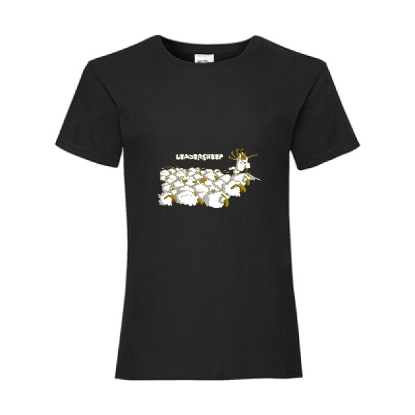 Leadersheep - T-shirt enfant humour francais Enfant  -Fruit of the loom - Girls Value Weight T - Thème humour et animaux-