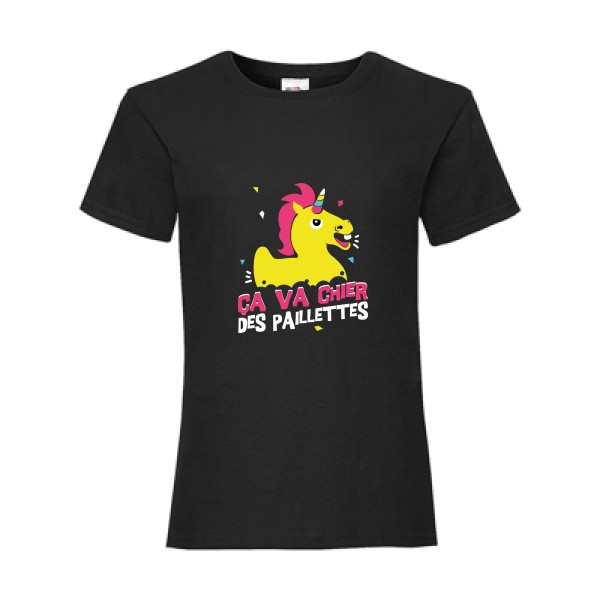 T-shirt enfant - Fruit of the loom - Girls Value Weight T - ça va chier des paillettes