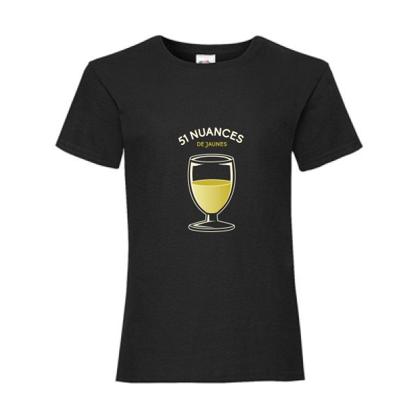 51 nuances de jaunes -  T-shirt enfant Enfant - Fruit of the loom - Girls Value Weight T - thème t-shirt  humour alcool  -