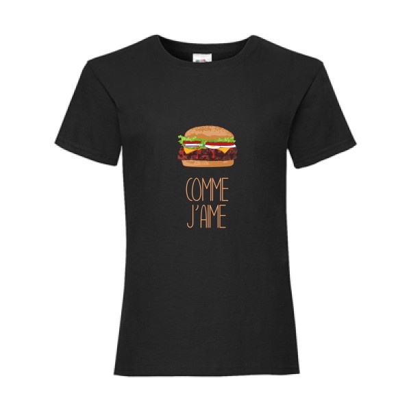 Comme j'aime -T-shirt enfant original Enfant -Fruit of the loom - Girls Value Weight T -thème parodie - 