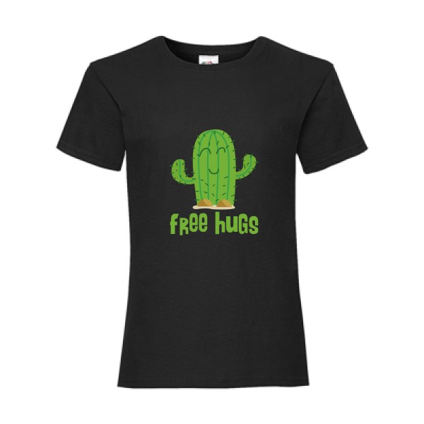 FreeHugs- T-shirt enfant Enfant - thème tee shirt humoristique -Fruit of the loom - Girls Value Weight T -
