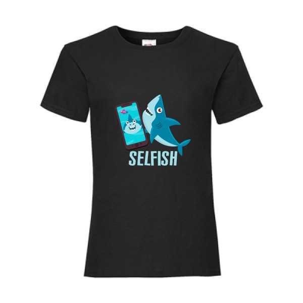 Selfish - T-shirt enfant Geek pour Enfant -modèle Fruit of the loom - Girls Value Weight T - thème humour Geek -