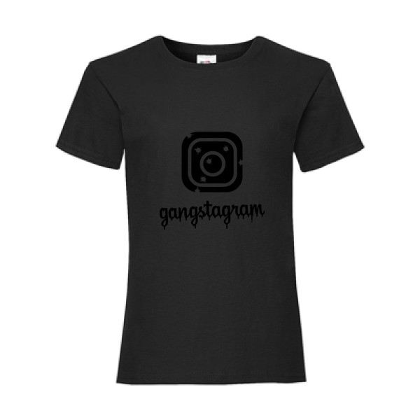 GANGSTAGRAM - T-shirt enfant geek pour Enfant -modèle Fruit of the loom - Girls Value Weight T - thème parodie et geek -