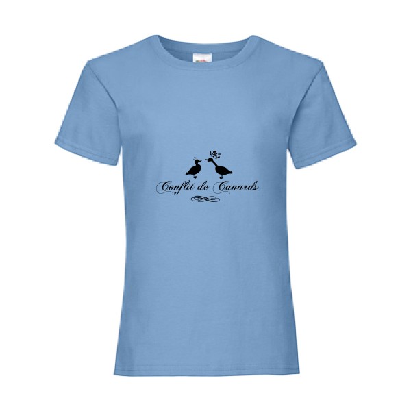 Conflit De Canards - Tee shirt humour noir Enfant -Fruit of the loom - Girls Value Weight T