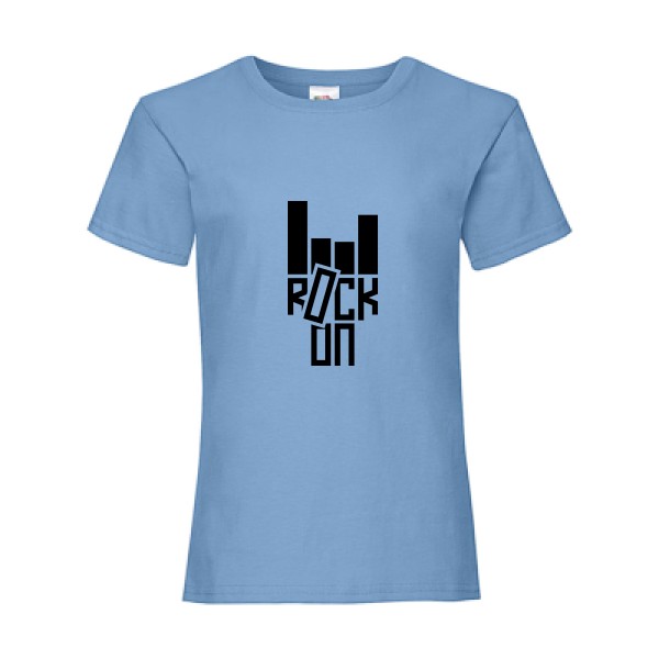 Rock On ! -Tee shirt rock Enfant-Fruit of the loom - Girls Value Weight T