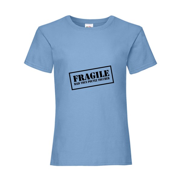 FRAGILE - Tee shirt Enfant a message - Fruit of the loom - Girls Value Weight T