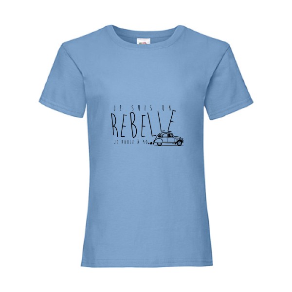 je suis un rebelle-T shirt voiture-Fruit of the loom - Girls Value Weight T