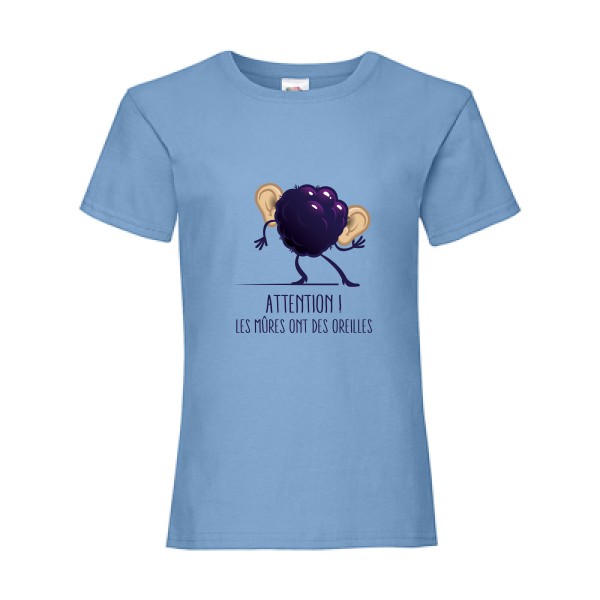 T-shirt enfant rigolo-Mûres -Fruit of the loom - Girls Value Weight T