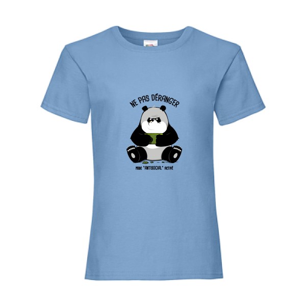 Ne pas déranger - T shirt panda -Fruit of the loom - Girls Value Weight T