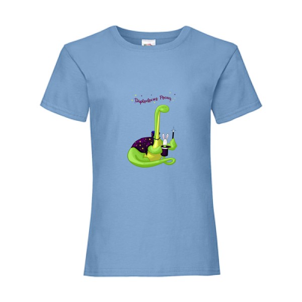 T shirt rigolo diplodocus sur Fruit of the loom - Girls Value Weight T