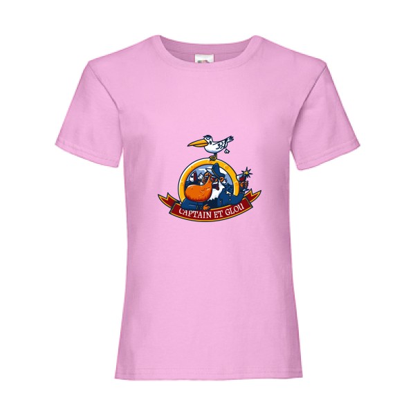 Captain et glou- Tee shirt marin humour -Fruit of the loom - Girls Value Weight T