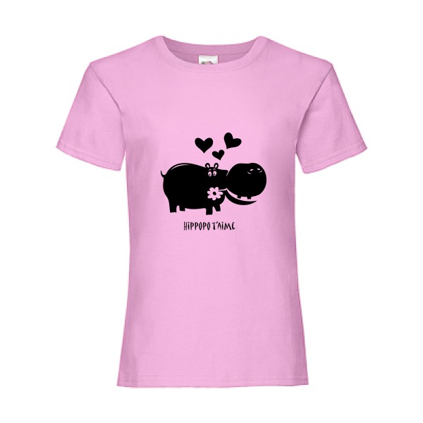 Hippopo t'aime -T shirt bebe -Fruit of the loom - Girls Value Weight T