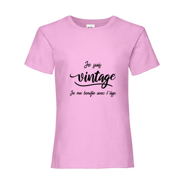 Je suis vintage - T shirt original -Fruit of the loom - Girls Value Weight T