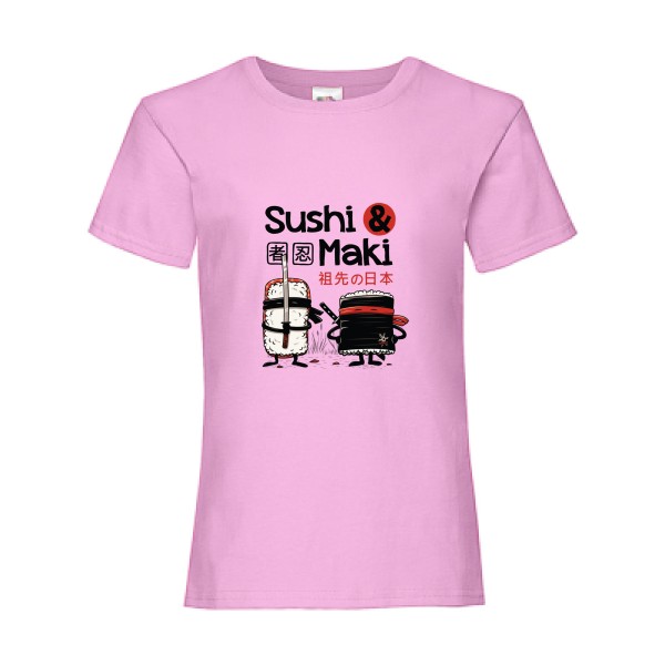 T shirt humour enfant Sushi et Maki - Fruit of the loom