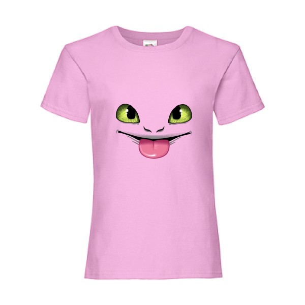 Dragon tongue - T shirt dragon  krokmou -Fruit of the loom - Girls Value Weight T