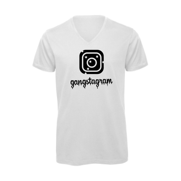 GANGSTAGRAM - T-shirt bio col V geek pour Homme -modèle B&C - Inspire V/men - thème parodie et geek -
