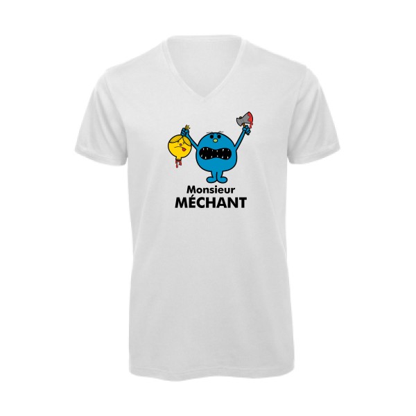 Monsieur Méchant - T-shirt bio col V drôle - modèle B&C - Inspire V/men -thème bande dessinée -