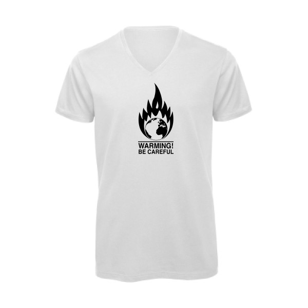 Global Warning - T-shirt bio col V Homme imprimé- B&C - Inspire V/men - thème design imprimé -