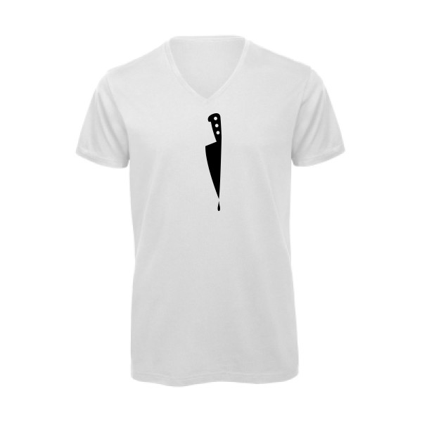 T-shirt bio col V Homme original - COUTEAU -