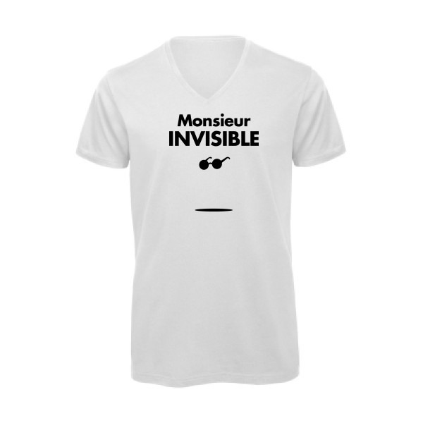 T-shirt bio col V Homme original - monsieur INVISIBLE -