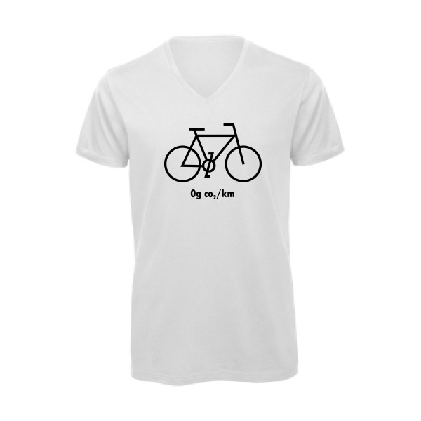 Zéro grammes de CO2 - T-shirt bio col V velo humour pour Homme -modèle B&C - Inspire V/men - thème humour et vélo -