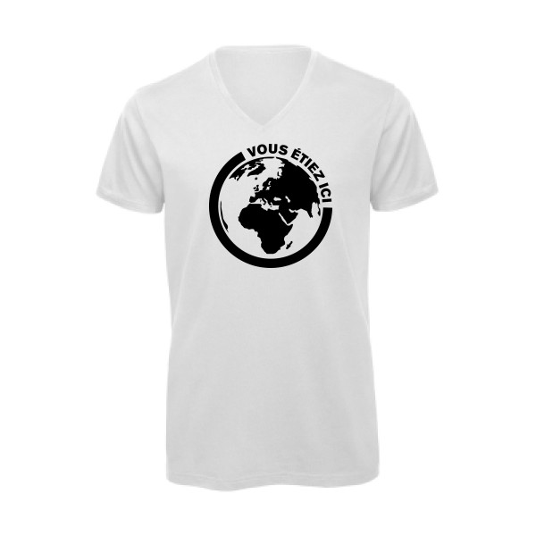 Ici - T-shirt bio col V authentique pour Homme -modèle B&C - Inspire V/men - thème ecologie et humour -