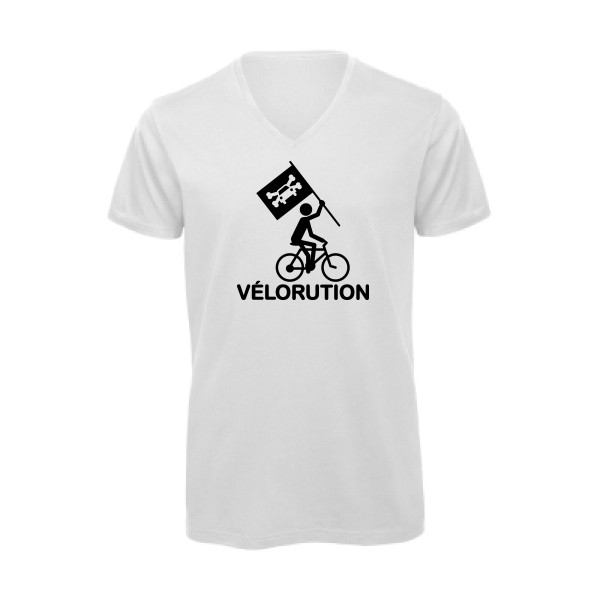 Vélorution- T-shirt bio col V Homme - thème velo et humour -B&C - Inspire V/men -