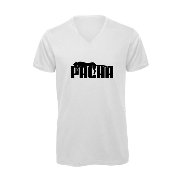 Pacha - T-shirt bio col V parodie humour Homme - modèle B&C - Inspire V/men -thème humour et parodie -