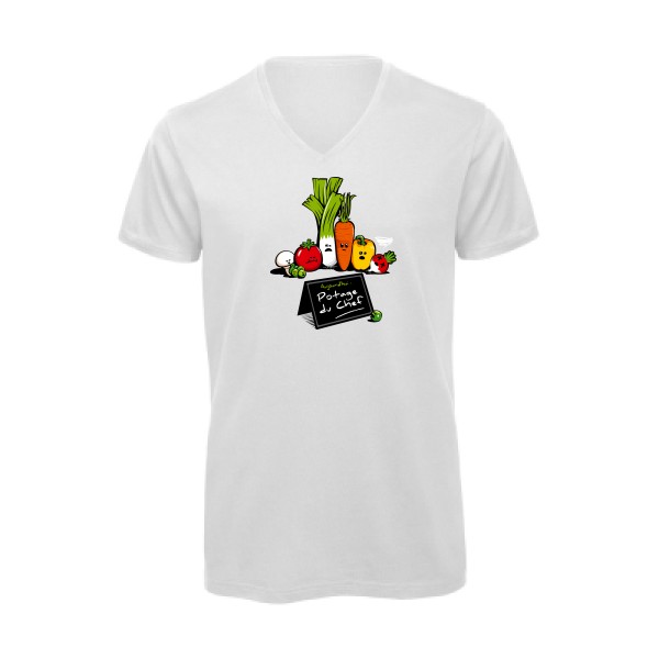 Potage du Chef - T-shirt bio col V rigolo Homme - modèle B&C - Inspire V/men -thème humour cuisine et top chef-