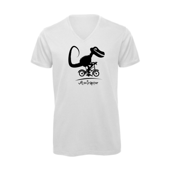 vélociraptor -T-shirt bio col V rigolo- Homme -B&C - Inspire V/men -thème  humour dinausore - 