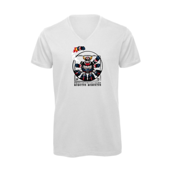 Robotus Robustus - T-shirt bio col V rétro pour Homme -modèle B&C - Inspire V/men - thème parodie et vintage -