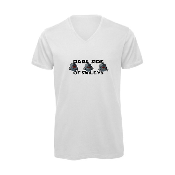 T-shirt bio col V Homme original - Dark Smileys - 