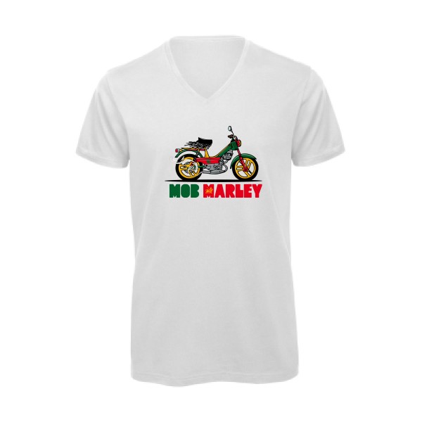 Mob Marley - T-shirt bio col V reggae Homme - modèle B&C - Inspire V/men -thème musique et bob marley -