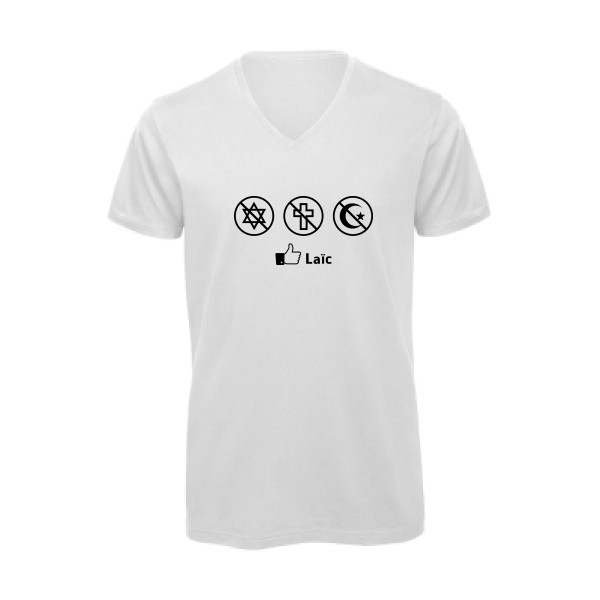 T-shirt bio col V geek original Homme  - Laïc - 