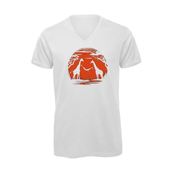 girafe - T-shirt bio col V Homme animaux  - B&C - Inspire V/men - thème geek et zen