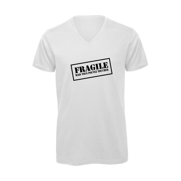 FRAGILE - T-shirt bio col V original Homme - modèle B&C - Inspire V/men -thème monde -