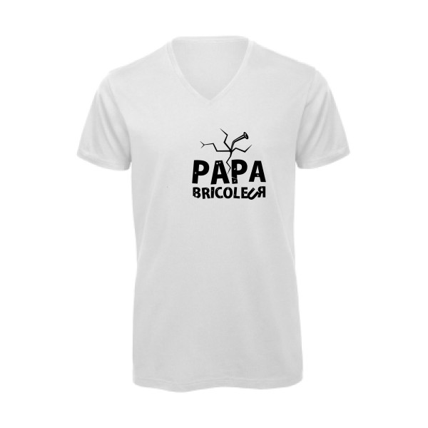 T-shirt bio col V humour papa Homme  - Papa bricoleur - 