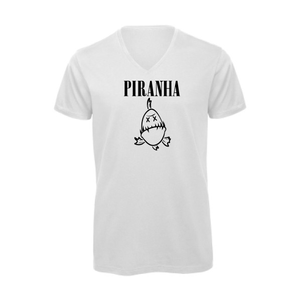 T-shirt bio col V original Homme  - Piranha - 