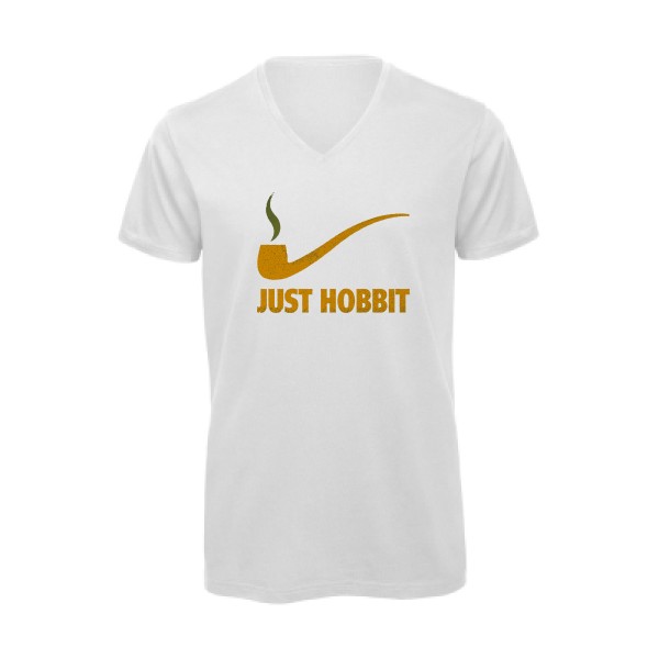 Just Hobbit - T-shirt bio col V seigneur des anneaux Homme - modèle B&C - Inspire V/men -thème cinema -