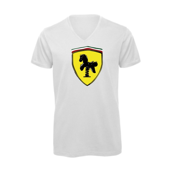 Ferrari -T-shirt bio col V parodie pour Homme -B&C - Inspire V/men - thème  automobile - 