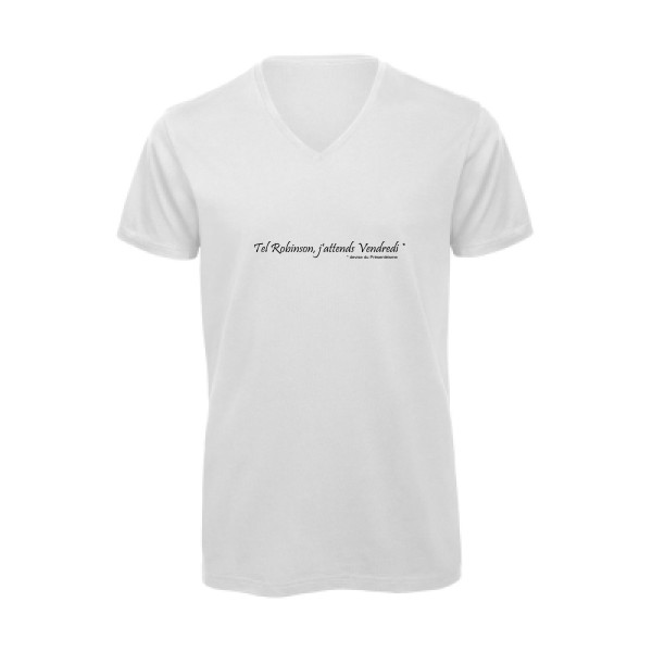 Yes, Vendredi ! - T-shirt bio col V  - modèle B&C - Inspire V/men -thème litterature et humour -