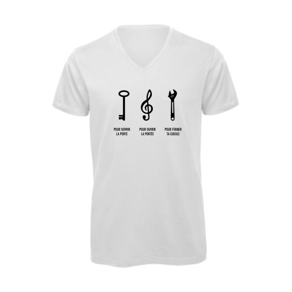 La clé pour.. - modèle B&C - Inspire V/men - T-shirt bio col V original  Homme - thème humour potache -