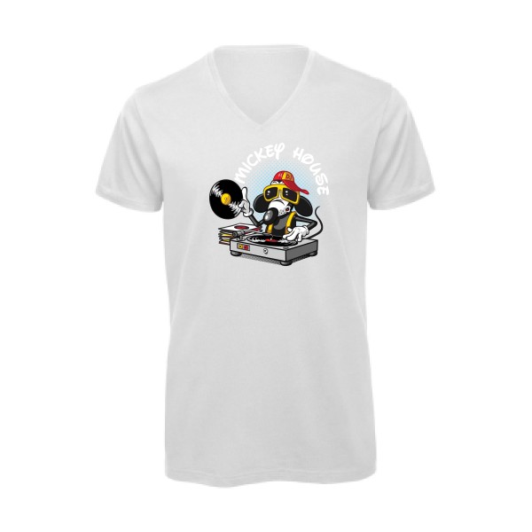 Mickey house v2 -T-shirt bio col V mickey Homme  -B&C - Inspire V/men -Thème parodie et musique -
