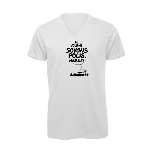 Soyons polis - T-shirt bio col V automobile Homme  -B&C - Inspire V/men - Thème automobile et société -