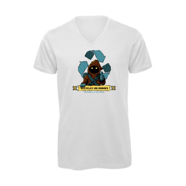 Sauvez la galaxie - T-shirt bio col V parodie Homme - modèle B&C - Inspire V/men -thème humour et ecologie -