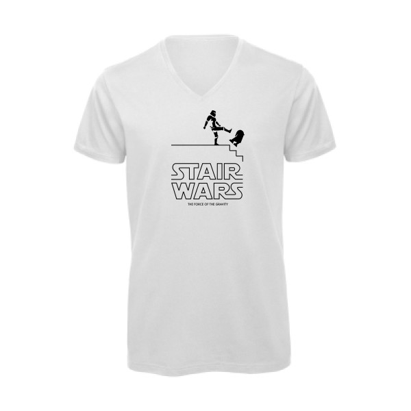 STAIR WARS -T-shirt bio col V humour Homme -B&C - Inspire V/men -thème parodie star wars -