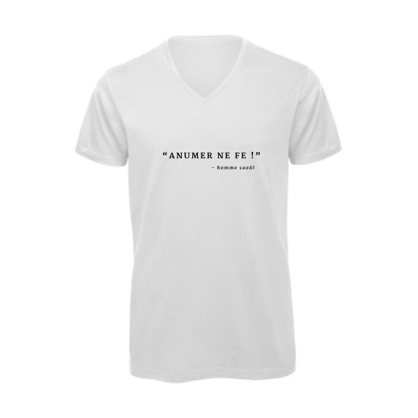 T-shirt bio col V original Homme  - ANUMER NE FE! - 