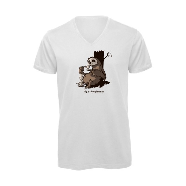 Procaféination -T-shirt bio col V animaux  -B&C - Inspire V/men -thème  humour et bestiole - 