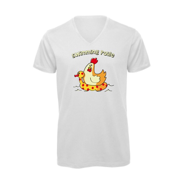 swimming poule - T-shirt bio col V rigolo Homme - modèle B&C - Inspire V/men -thème burlesque -